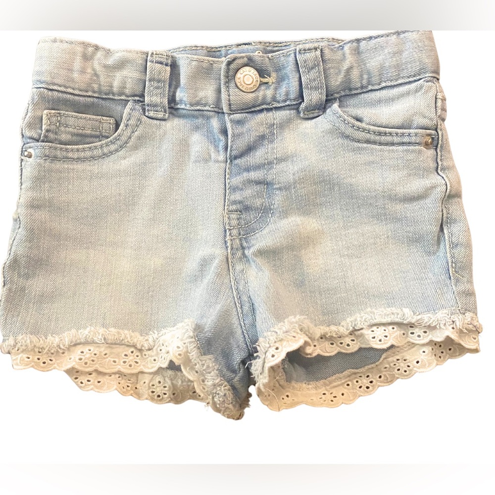 Light Blue Denim Kids Shorts with Lace Trim Cat & Jack 3T